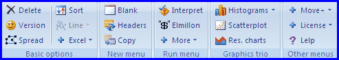 The sections on the Lertap tab.